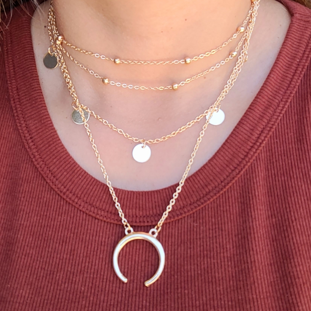 Upside moon layered necklace